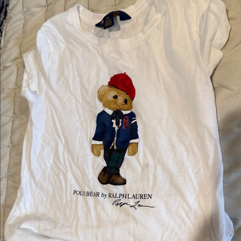 Polo by Ralph Lauren Kids White T-Shirt with Polo Bear